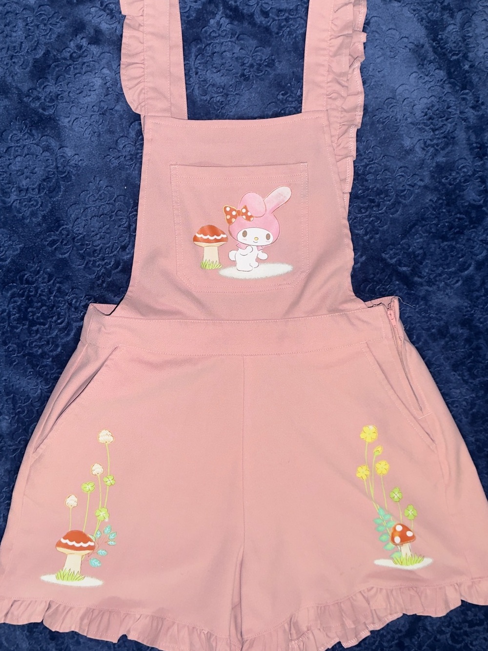 Sanrio My Melody Pink Ruffle Short Overalls (Small)